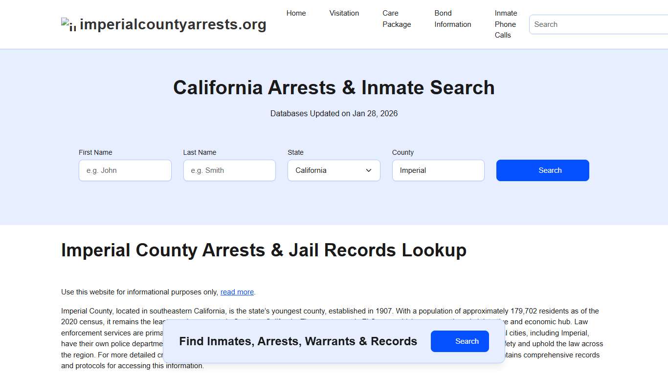 Imperial County, CA Arrests, Warrants, Police Records Search