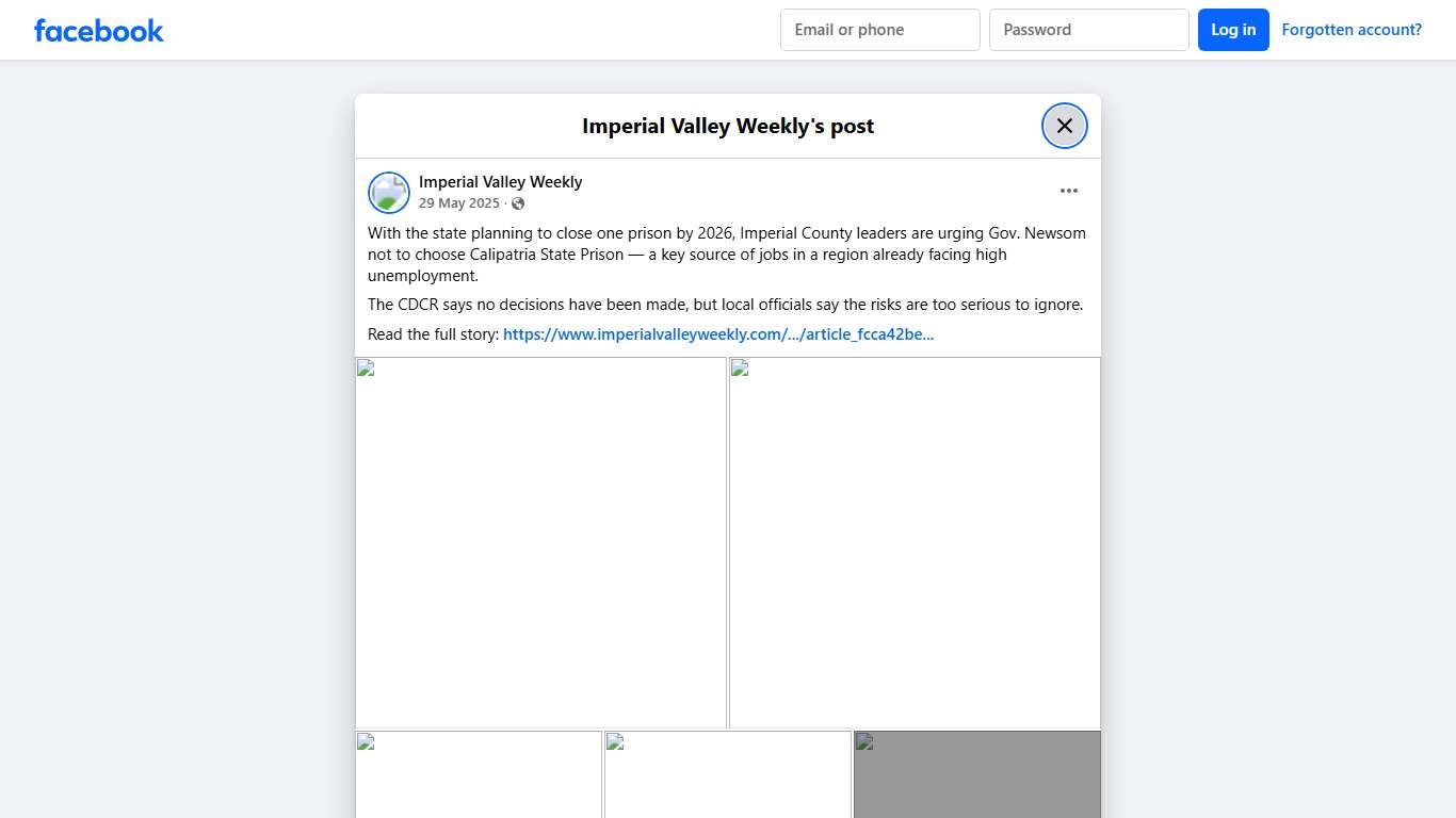 With the state planning to close... - Imperial Valley Weekly Facebook